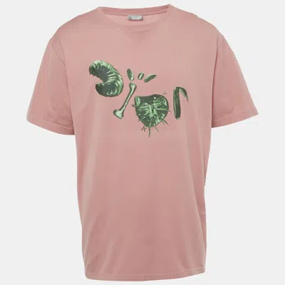 Pre-owned Dior Pink Beatle Logo Print Jersey T-shirt Xl