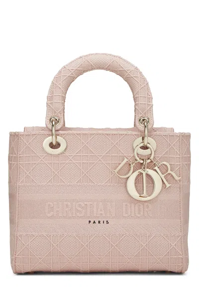 Pre-owned Pink Cannage Canvas Lady D-lite Medium from What Goes Around Comes Around
