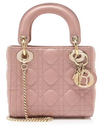 Pre-owned Dior Pink Cannage Lambskin Lady  Mini Tote (authentic Pre-loved)