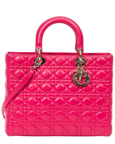 Dior Pink Cannage Lambskin Leather Large Lady  Zip