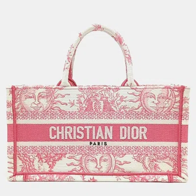 Pre-owned Dior Pink Canvas East West Book Tote Bag