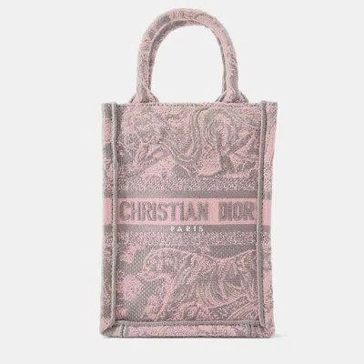 Pre-owned Dior Pink Canvas Mini Book Tote Phone Bag