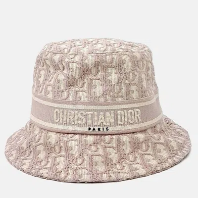 Pre-owned Dior Pink Cotton Oblique Bucket Hat