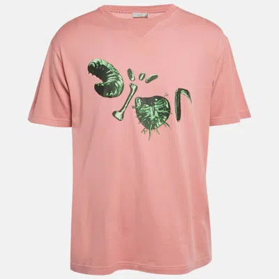 Pre-owned Dior Pink Insect Logo Print Jersey T-shirt M