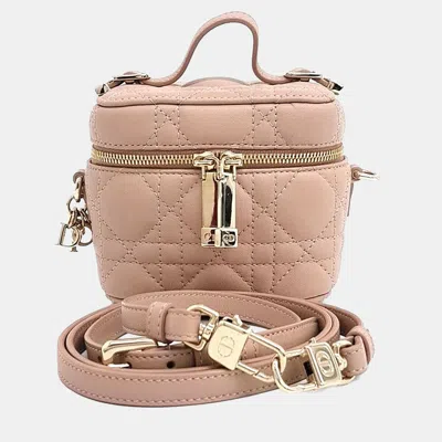 Pre-owned Dior Pink Leather Cannage Micro Vanity