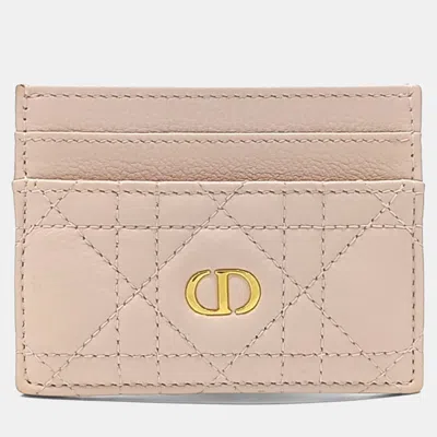 Pre-owned Dior Pink Leather Caro Card Holder