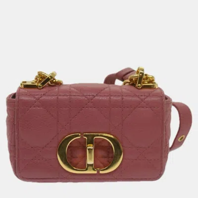 Pre-owned Dior Pink Leather Caro Shoulder Bag