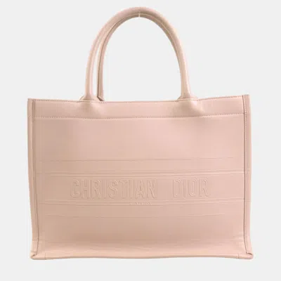 Pre-owned Dior Pink Leather Embossed Book Tote Bag