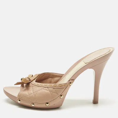 Pre-owned Dior Pink Leather Idyll Slide Sandals Size 37.5