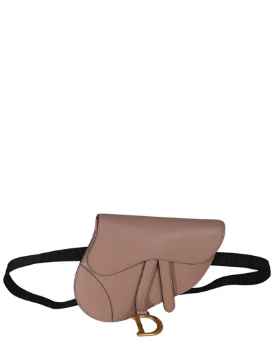 Dior Pink Leather Saddle Belt Pouch (authentic Pre-loved) In Brown
