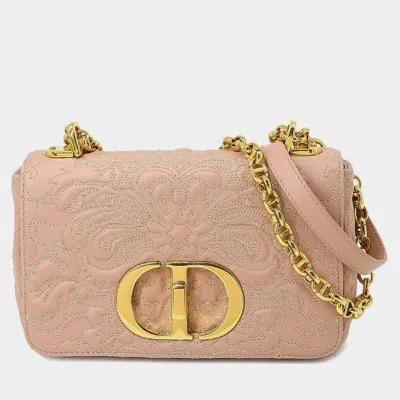 Pre-owned Dior Pink Leather Small Caro Shoulder Bag