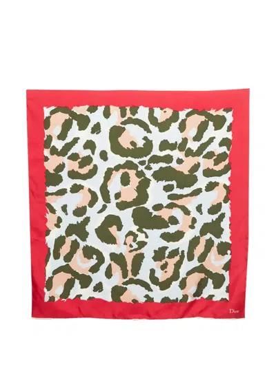 Pre-owned Dior Pink Leopard Print Silk Scarf In Neutral
