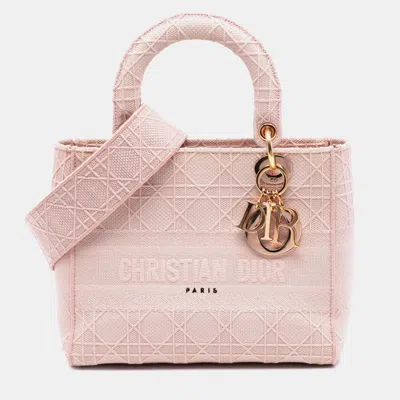 Pre-owned Dior Pink Medium Canvas Cannage Lady D Lite