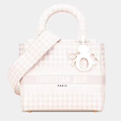 Pre-owned Dior Pink Medium Canvas Houndstooth Embroidered Lady D Lite
