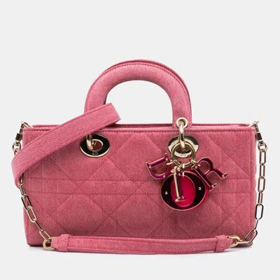 Pre-owned Dior Pink Medium Denim Macrocannage Lady D Joy