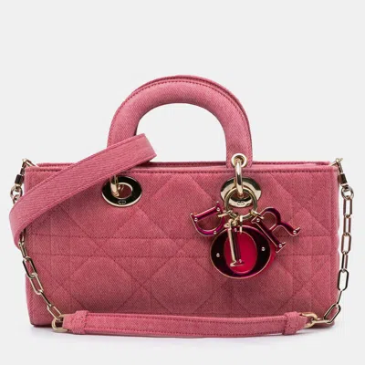 Pre-owned Dior Pink Medium Denim Macrocannage Lady D Joy