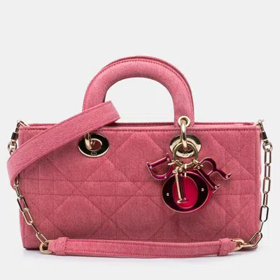 Pre-owned Dior Pink Medium Denim Macrocannage Lady D Joy