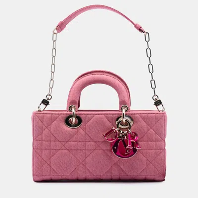 Pre-owned Dior Pink Medium Denim Macrocannage Lady D Joy