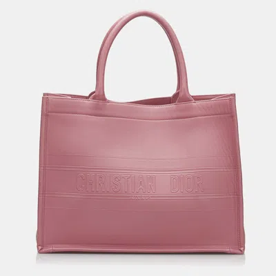 Pre-owned Dior Pink Medium Embossed Book Tote