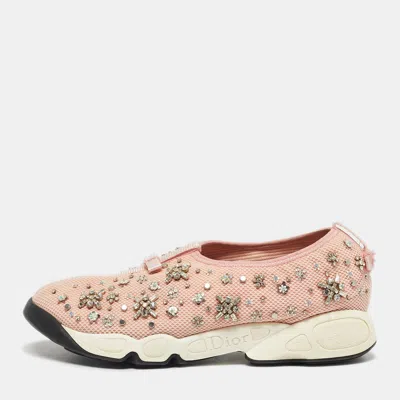 Pre-owned Dior Pink Mesh Fusion Slip On Sneakers Size 40