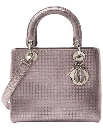 Dior Pink Micro Cannage Metallic Calfskin Lady  Medium Tote (authentic  Pre-loved) In Pattern