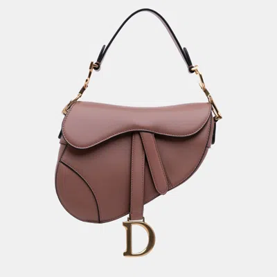 Pre-owned Dior Pink Mini Leather Saddle Bag