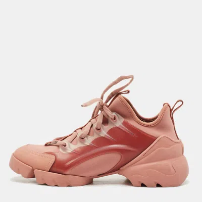 Pre-owned Dior Pink Neoprene And Leather D-connect Sneakers Size 36.5