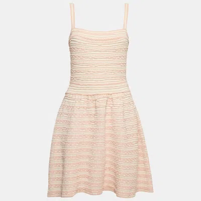 Pre-owned Dior Pink Patterned Knit Sleeveless Mini Dress M
