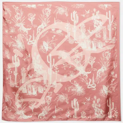 Pre-owned Dior Pink Silk Printed Square Scarf