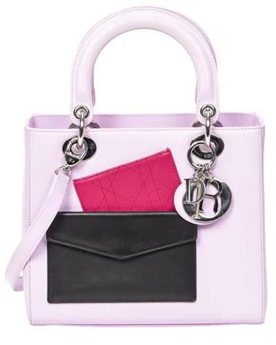 Dior Pink Smooth Leather Medium Pockets Lady  Zip (authentic Pre-loved) In Purple