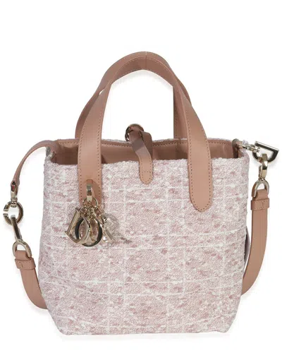 Pre-owned Dior Pink Tweed Small Toujours Vertical Tote (authentic Pre-loved)