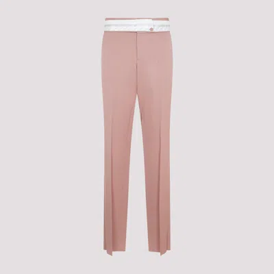 DIOR PINK WOOL PANTS WITH TURNED-DOWN WAISTBAND