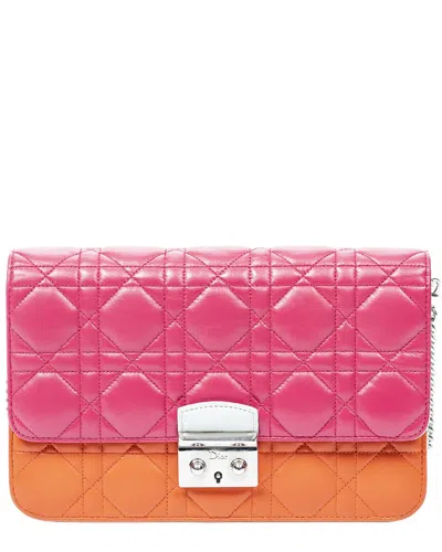 Dior Pink/orange/mint Green 0 Miss  Wallet On Chain (authentic Pre-loved)