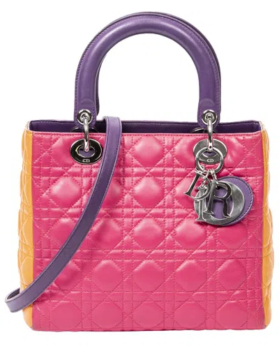 Dior Pink/orange/purple Cannage Medium Tricolor Lady  (authentic Pre-loved)