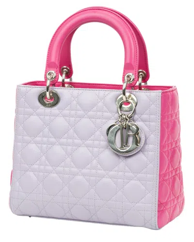 Dior Pink/purple Monogram Canvas Medium Lady  Zip (authentic Pre-loved)