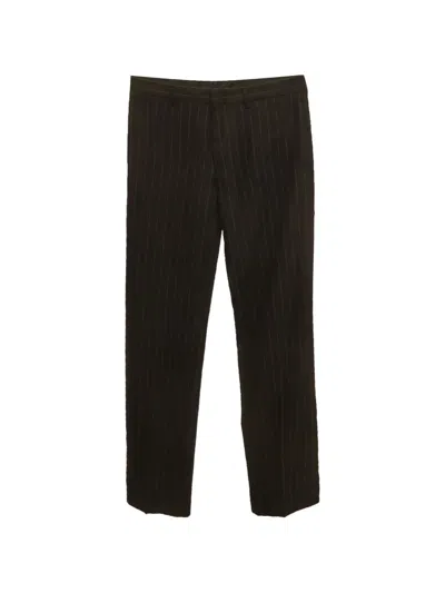 Pre-owned Dior Pinstripe Straight-leg Trousers In Black