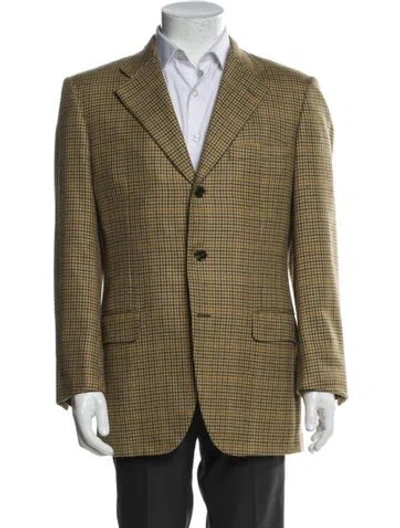 Pre-owned Dior Plaid Cashmere Blazer In Yellow