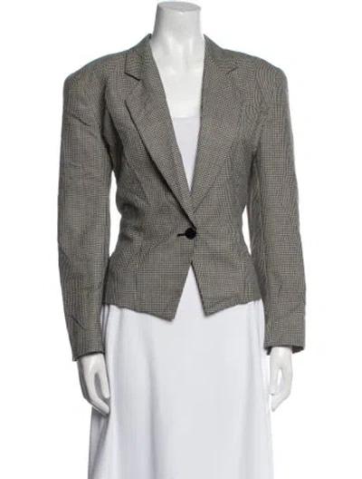 Pre-owned Dior Plaid Print Blazer In Gray