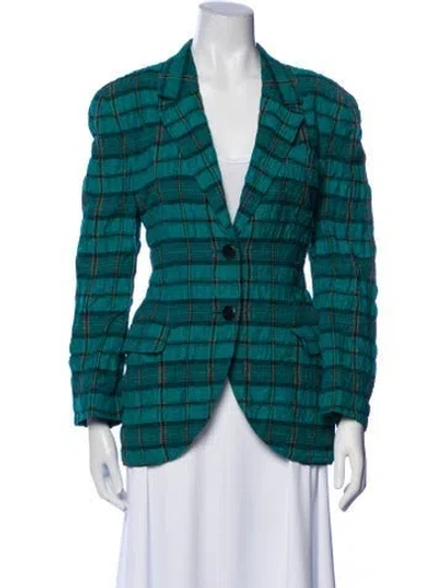 Pre-owned Dior Plaid Print Blazer In Green