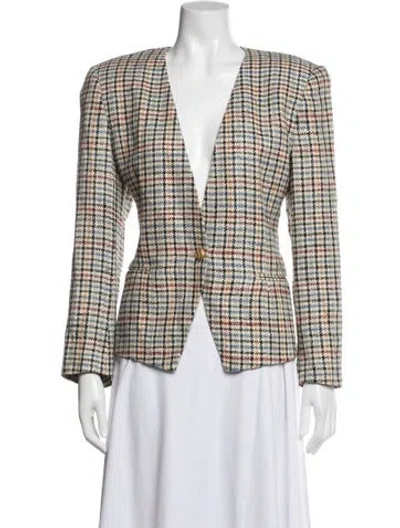 Pre-owned Dior Plaid Print Blazer In Neutral
