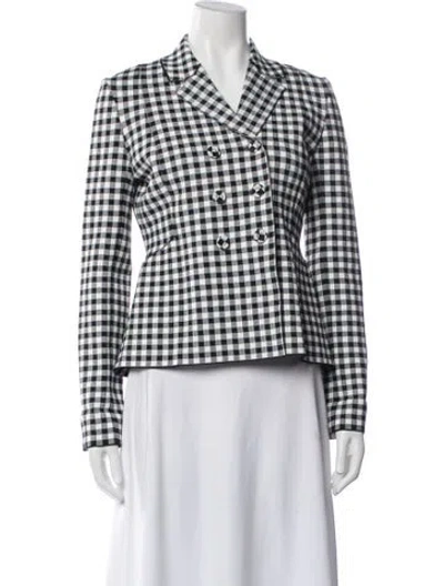 Pre-owned Dior Plaid Print Blazer In White