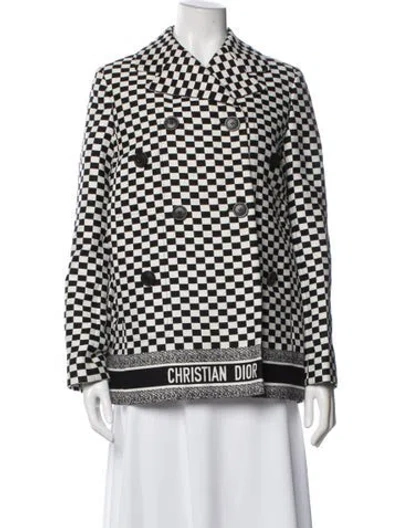 Pre-owned Dior Plaid Print Blazer In White