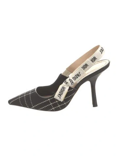 Pre-owned Dior Plaid Print Bow Accents Slingback Pumps In Black