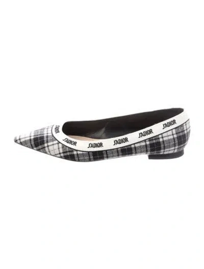 Pre-owned Dior Plaid Print Flats In Grey