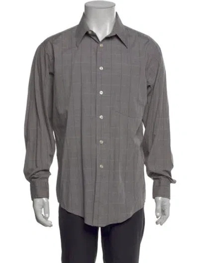 Pre-owned Dior Plaid Print Long Sleeve Dress Shirt In Gray