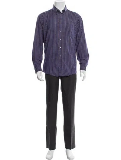 Pre-owned Dior Plaid Print Long Sleeve Dress Shirt In Purple