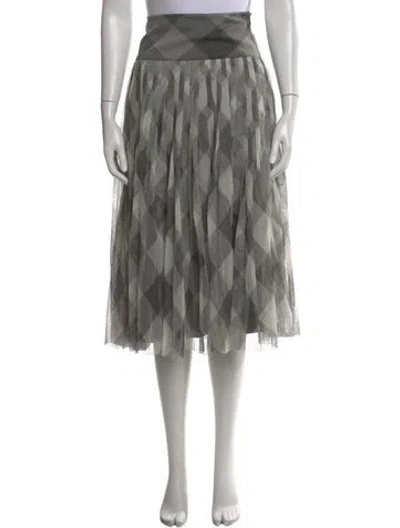 Pre-owned Dior Plaid Print Midi Length Skirt In Gray
