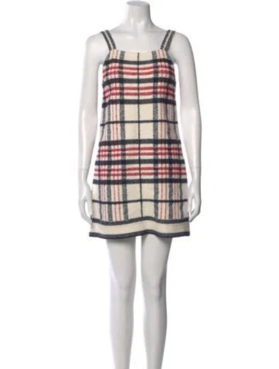 Pre-owned Dior Plaid Print Mini Dress In White
