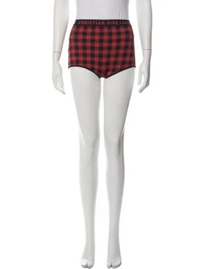 Pre-owned Dior Plaid Print Mini Shorts In Blue