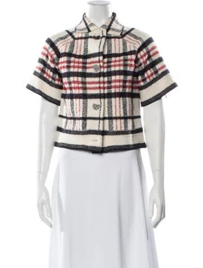 Pre-owned Dior Plaid Print Short Sleeve Top In Neutral